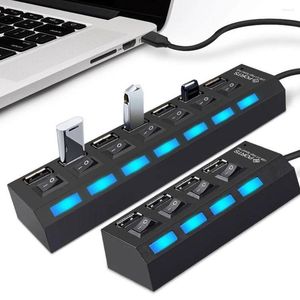 Multi Port USB 2.0 Hub Splitter Power Adapter 7/4 Multiple Expander Avec Commutateur Pour PC Accessoires