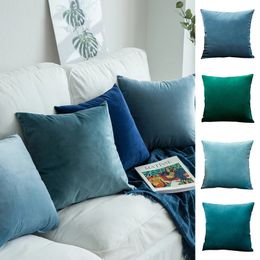 Velvet de almohada de tiros azules de tamaño múltiple Color sólido Color sólido 45x45 cm para la sala Sofá Cushion Nordic Home Decor 240428