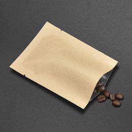Bolsas de embalaje de papel Kraft con tapa abierta plana de varios tamaños, bolsa de almacenamiento de alimentos al vacío, papel de aluminio con tapa abierta, café, té, polvo Drysaltery 319O
