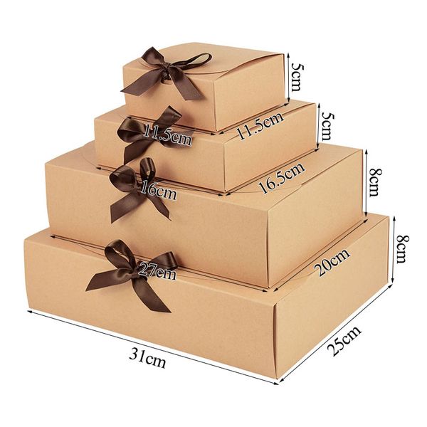 Caja de regalo de papel Karft de múltiples tamaño Fiesta de regalo de boda Cumpleaños de Navidad Presente de Navidad Caja de chocolate de dulces hechos a mano