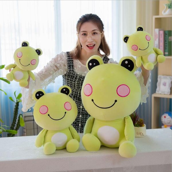 Kawaii Big Eyes Grenouille en peluche 25 cm vers le bas en coton version assise de l'oreiller de poupée de chiffon de grenouilles Petit Wweater Messenger Bag Jouets pour enfants Fille Cadeau d'anniversaire