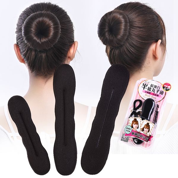 Éponge multi-tailles noire pour coiffure, beignet, chignon, bigoudi, anneau en mousse magique, outils de bricolage, pince à cheveux, 17.5cm et 22.5cm