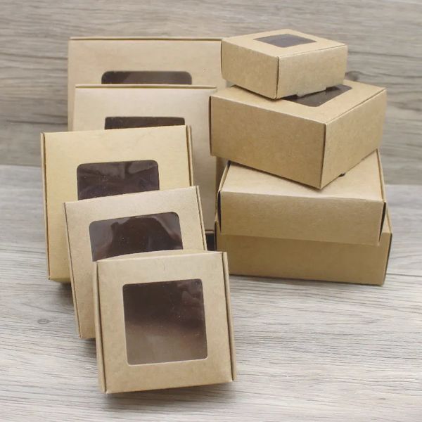 Boîte de fenêtre en marbre blanc multi-taille 5pcs / lot de lot Paper Kraft / fenêtre blanc Boîte de savon en papier artisanat Boîte-cadeau en papier emballage 231227