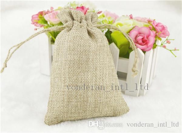 Sacs à cordon de lin multi-taille Gift Bag de jute Burlap Jute Sacch Pouchage sacs Gift Hessian Sacs Mobile Power Sack Burlap