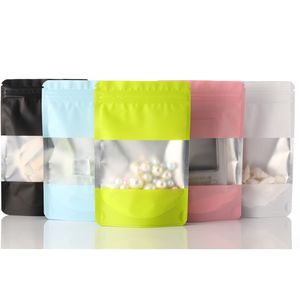 Multi-tailles et couleurs Matte Stand Up Zip Lock Mylar Sacs d'emballage avec fenêtre transparente sur le devant Emballage de biscuits en aluminium de qualité alimentaire