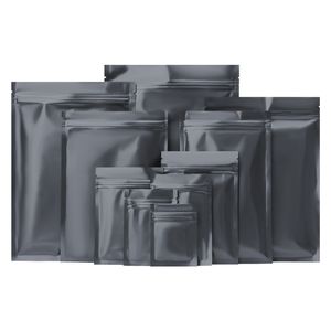 MULTI-Maten Zwarte ZIP Lock Flat Bottom Packing Tassen Aluminium Folie Rits Seal Verpakking Mylar Gift Pakkettas voor droog voedsel en bloem