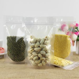 multi-sizes glossy translucent packing standing bags zip lock zipper plastic poly bag resealable clear transparent package pouches