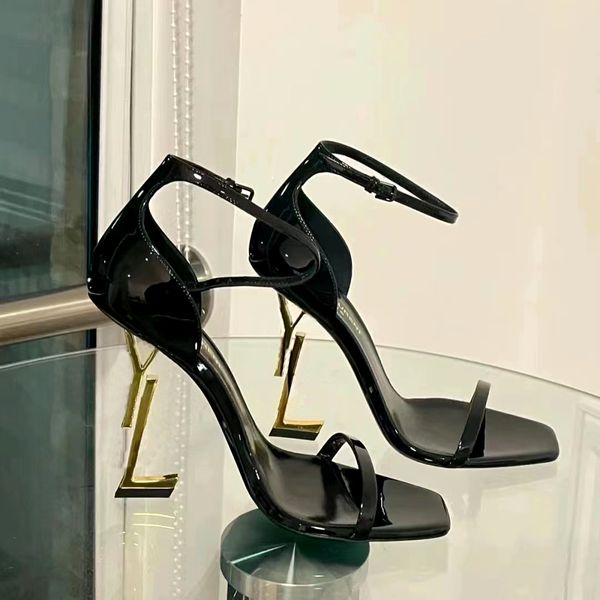 Zapato de lujo diseñador mujer multi-correa tacones altos 10 cm tacón hombre zapatos de vestir opyum cassandra sandalia charol cuero liso velet curtido vegetal diapositiva