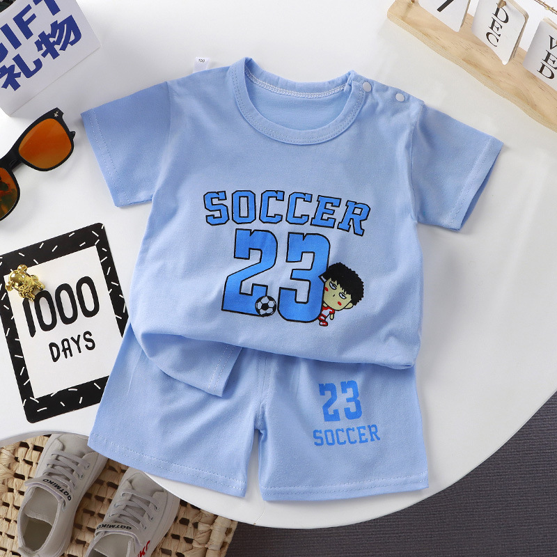 マルチスタイルの赤ちゃん夏のTシャツセットサマーファッションボーイズガールズカートーンシャツ通気性コットンショートスリーブセット子供TシャツセットSDLXラック