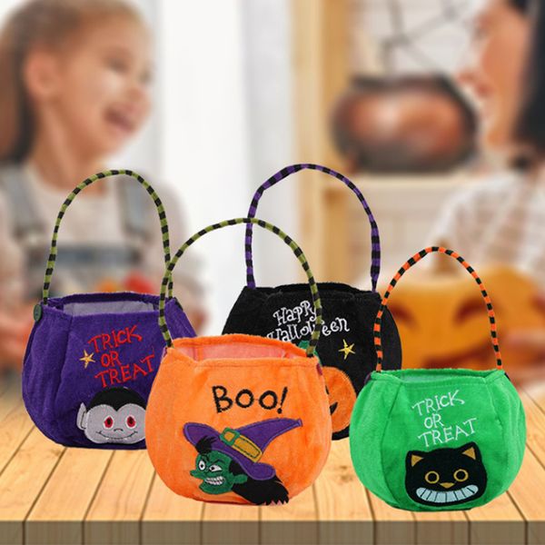 Bolsa de dulces de estilo múltiple Suministros para la fiesta de Halloween Bolsa de decoración del festival Bolsas de saco de tela portátiles Decoraciones de fiestas de bolsillo en forma de calabaza