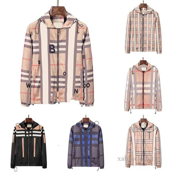 Multi Style classique Plaid hommes veste à capuche Designer burrberry veste hommes mode coupe-vent décontracté automne hiver manteau