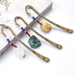 Multi -stijl Creative Metal Bookmark Tower Book Mark Healing Stone Crystal Beads Paper Clip Kindercadeau Stationery Student