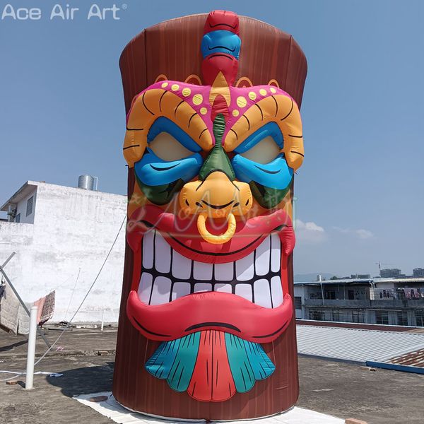 Tiki Tiki Stump Tiki Statue Modelo 3D Cara con soplador de aire libre para la decoración o carnaval de la fiesta