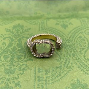 Multi-stijl brief open ring mode eenvoudige diamant set temperament accessoires vrouwelijke hoogwaardige snelle levering