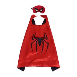 Multi-stijl themakostuum Cosplay Superhero Cape Mask Set For Kids Satin 2-Layer 27inch Cartoon Child Halloween Christmas Birthday Gifts Feestartikelen