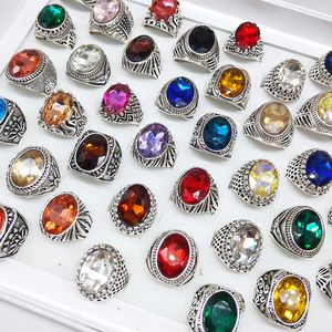 Multi-stijlen mixen grote zirkon steen zilveren ringen voor vrouwen vintage heren luxe antieke kristallen ringen groothandel bruiloft sieraden verjaardagsfeestje cadeau met doos
