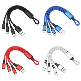 Cables de cargador USB múltiples Nylon Universal 3 en 1 Llavero Cable de carga rápida Cable Micro Tipo C Cable para teléfono inteligente universal Teléfono Android