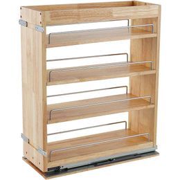 Organisateur de rack à épices en bois multi-usage pour armoire - étagère glissante pour l'organisation du garde-manger - 5 "W x 21,9" D x 25,2 "H