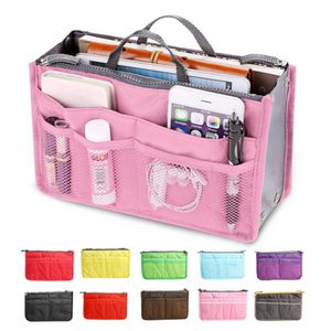 Bolsa de ahorro de espacio cosmético con cremallera multiuso, bolsa interior de gran capacidad, organizador de almacenamiento de cosméticos de poliéster suave, bolsa de maquillaje para mujer C1129