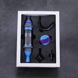 Multi-gebruikte Siliconen Rookpijp Tabak Handpijpen Dual-use Nectar Collector Sigarettenhouder Roken Accessaries met Glazen Kom Wax Opbergdoos