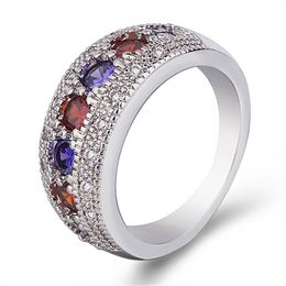 Meerkleurige AAA-kwaliteit Zirkonia Rhodium Rose-vergulde multi-stenen ring voor dames Girl Party Club mode-sieraden