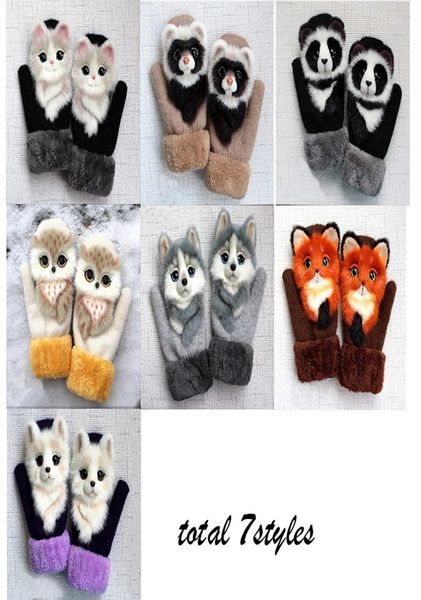 Multicolor adorables filles gants d'hiver en vedette animaux chat chien panda conception