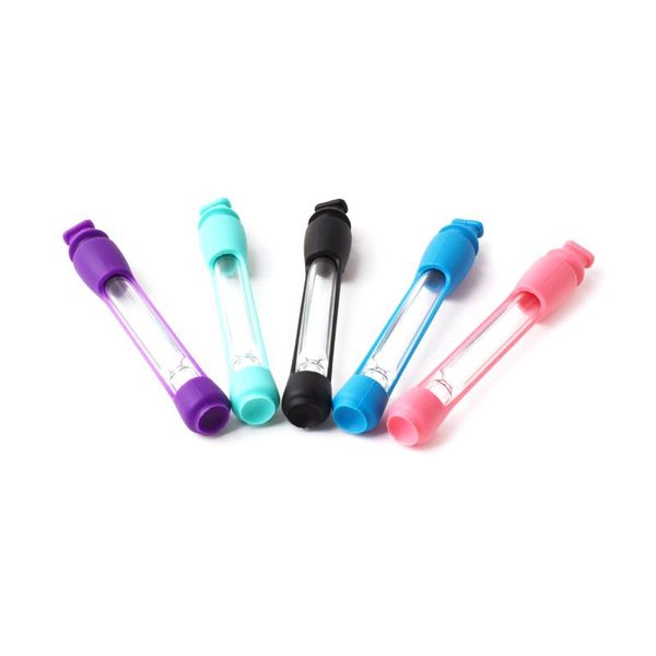 Accesorios para fumar de colores multicolores Tubos de vidrio Pyrex Tubo de mano Silicona Gel de sílice Titular de cigarrillo Herramienta de tabaco Quemador de aceites SP289 Equipos de limpieza portátiles