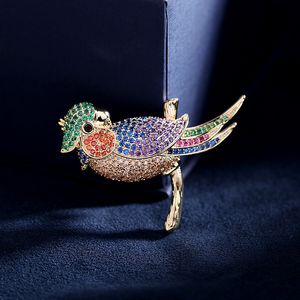 Broches de pájaro de circonia cúbica Multicolor, alfileres de moda de Corea, accesorios de botoniere de animales, ramillete de boda de lujo