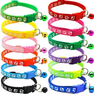 Multicolor Leuke Honden Cat Bell Positioning Collars Teddy Bomei Hond Cartoon Voetafdruk Verstelbare Geckle Collar Leads Necklace Pet Supplies