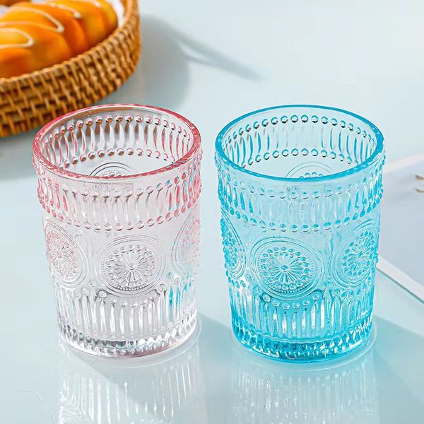 Verres à boire multicolores, verres à eau en relief, gobelets colorés