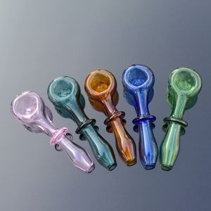 Pipes à fumer en verre multicolore, cuillère en verre, brûleur à huile, Type droit, accessoires pour fumer, 10 pièces, HSP02
