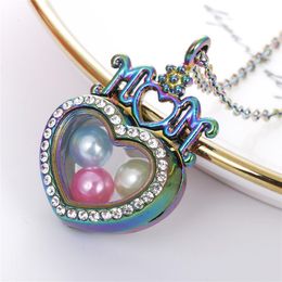 Multicolor Sleutel Diameter 8mm Kralen Pearl Kooi Magnetische Sluiting Glas Drijvende Medaillon Rhinestone Hanger Ketting Met Ketting 200 Stijlen 2021