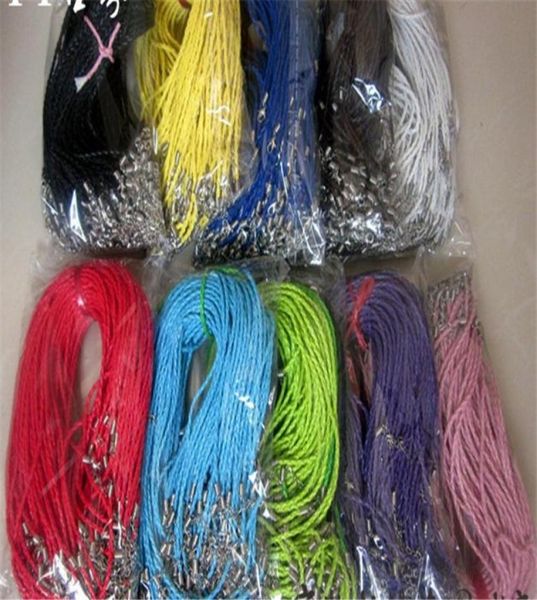 Collier de chaîne de corde en cuir multicolore pour femmes hommes Cordon bijoux de bricolage 100pcs Lot Collier tissé SF23548482
