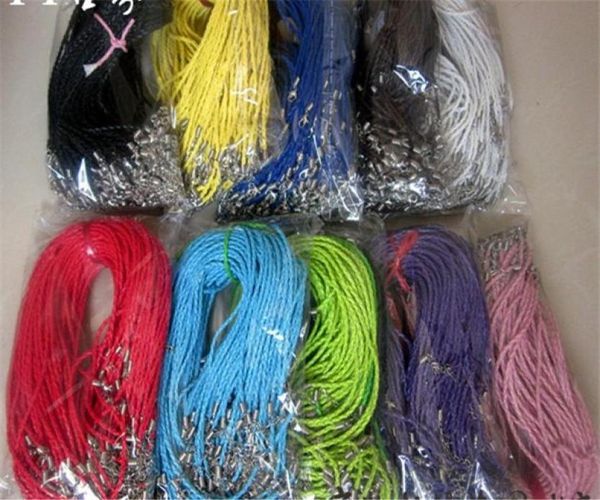 Collier de chaîne de corde en cuir multicolore pour femmes hommes Cordon bijoux de bricolage 100pcs Lot Collier tissé SF26570456