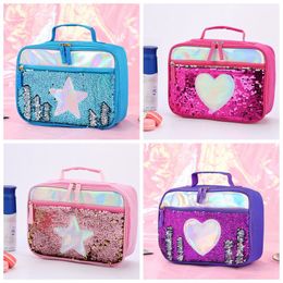 Boîtes à lunch multicolor Sacs Fashion Sequin Kid Sac en aluminium Thermal Assaté Portable Picine d'extérieur Boîte de pique-nique Rangement Th41a