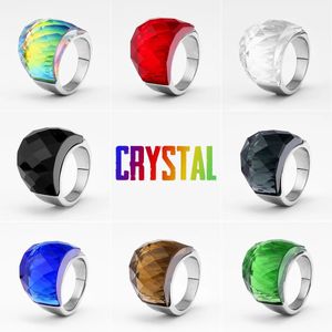 Multicolore luxe verre cristal hommes anneaux en acier inoxydable femmes bijoux Punk Rock Cool Stuff accessoires de mode cadeau en gros 240313