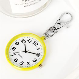 Mini reloj de bolsillo redondo Multicolor para enfermera, reloj colgante de cuarzo para mujer y niña, llavero con Esfera luminosa con número árabe, Clock291p