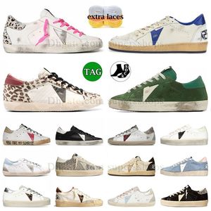 Casual schoenen Superstar Leather lederen graffiti luipaard-print Surper Star Ball Star Women Men Men Classic Do-oude Dirty Shoe Snake Skin Heel Suede Glitter Slide Sneakers