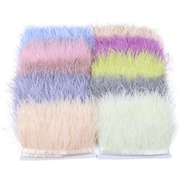 Frangia di piume naturali multicolori, larghezza 6-8 cm, soffici piume di struzzo per accessori da cucito per costumi