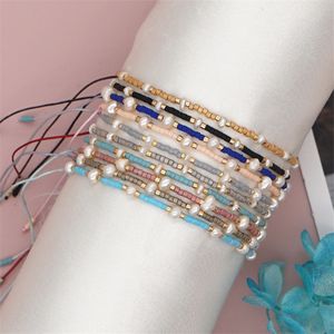 Multicolor Natural Pearl -armband Designer Sieraden Vrouw Glazen kralen Bracelet Groen Blauw Rood Pink Knoop South -Amerikaanse armbanden voor Teen Girls Trendy Summer