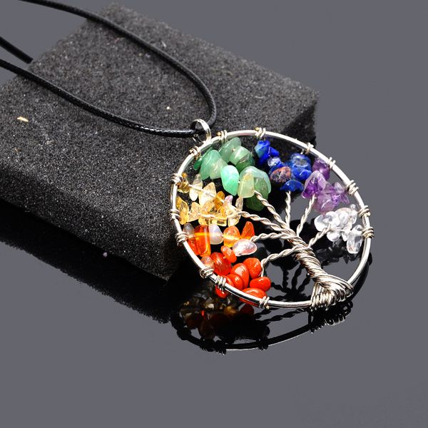 Multicolore Pierre Naturelle Chakra Arbre de Vie Collier pendentifs bonne chance rock irrégulier femmes colliers bijoux de mode volonté et sablonneux nouveau