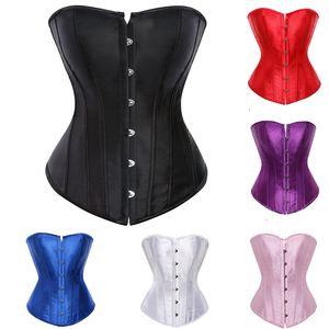 Multicolor plus size corsets S-6XL vrouwen gotisch satijn overbust bodyshaper witte bruids corset mode dame's taille cincher Halloween Dancing Corset