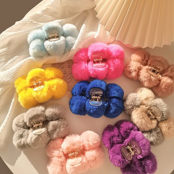 Pinces à griffes multicolores en peluche pour femmes