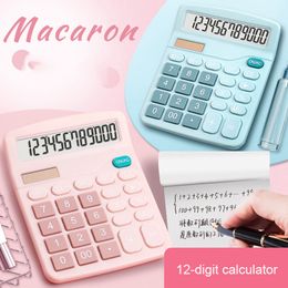 Veelkleurige draagbare 12 cijferige rekenmachines groot scherm Desktop Student Elektronische calculator AA Batterij Voedingsvoorziening Betaalbare Office School Supplies 0810