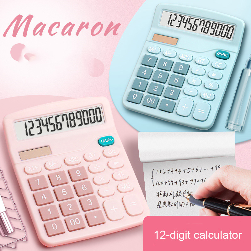 Calculadoras multicolores calculadoras de 12 dígitos escritorio de pantalla grande calculadora electrónica calculadora de batería AA Fuente de alimentación asequible Suministros escolares de oficina asequible ZL0810