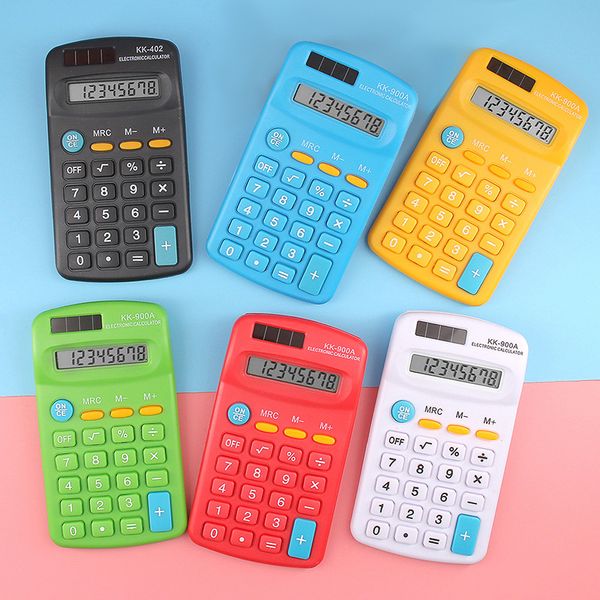 Multicolor Portátil Calculadoras de 8 dígitos Multifunción Mini estudiante Calculadora electrónica Fuente de alimentación de batería AA Suministros escolares de oficina asequibles 0807