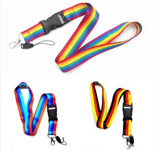 Porte-clés multicolore arc-en-ciel, lanière de cou, sangle de téléphone portable, porte-Badge d'identification, corde, accessoire de mode, cadeau