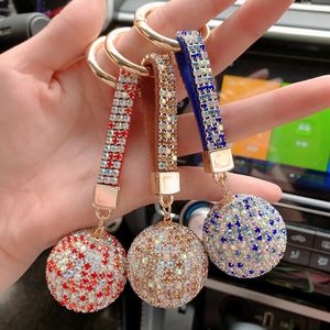 Multicolor Rhinestone Crystal Ball Car Keychain Flash Diamond Lady Bag Pendant Ring Dames Auto Key Chains Fashion Jewelry Party Gifts