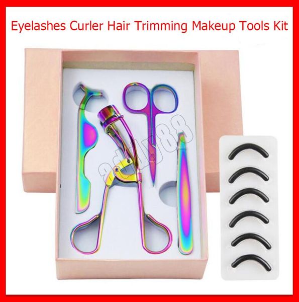 Multicolore Or Rose En Acier Inoxydable Ciseaux À Sourcils 3d Pince À Cils De Vison Cils Bigoudi Coupe De Cheveux Ensemble De Maquillage Kits D'outils De Maquillage