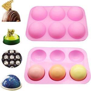 Demi-cercle multicolore 6 moules de cuisson au chocolat connectés Silicone pour la cuisson Semi Sphere Molud Making Kitchen Hot Bomb Cake Jelly Dome Mousse HH001